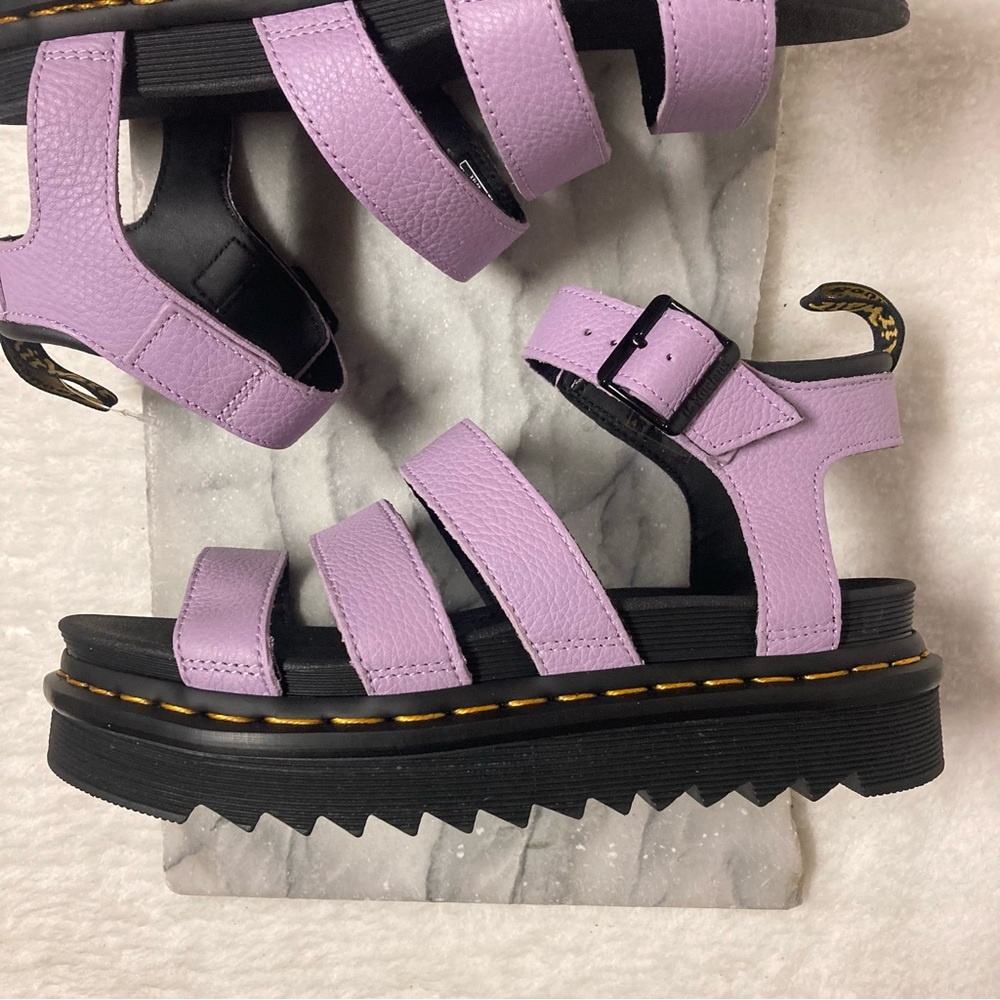 SOLD. Dr.Martens Blaire Pisa Leather Strap Sandal Chunky Sole Purple Lilac - Picture 4 of 14